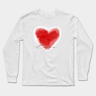 Watercolor heart balloon with love text Long Sleeve T-Shirt